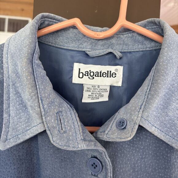 Bagadette 100% Suede Leather Shirt Jacket Women S Periwinkle Blue Button Down - Picture 5 of 10
